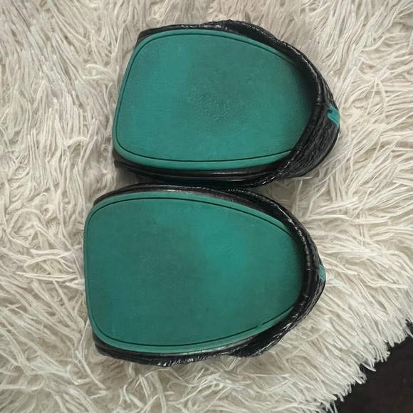 TIEKS Obsidian Black Embossed Crocodile Ballet Flat Shoes Size 8 - Picture 9 of 9